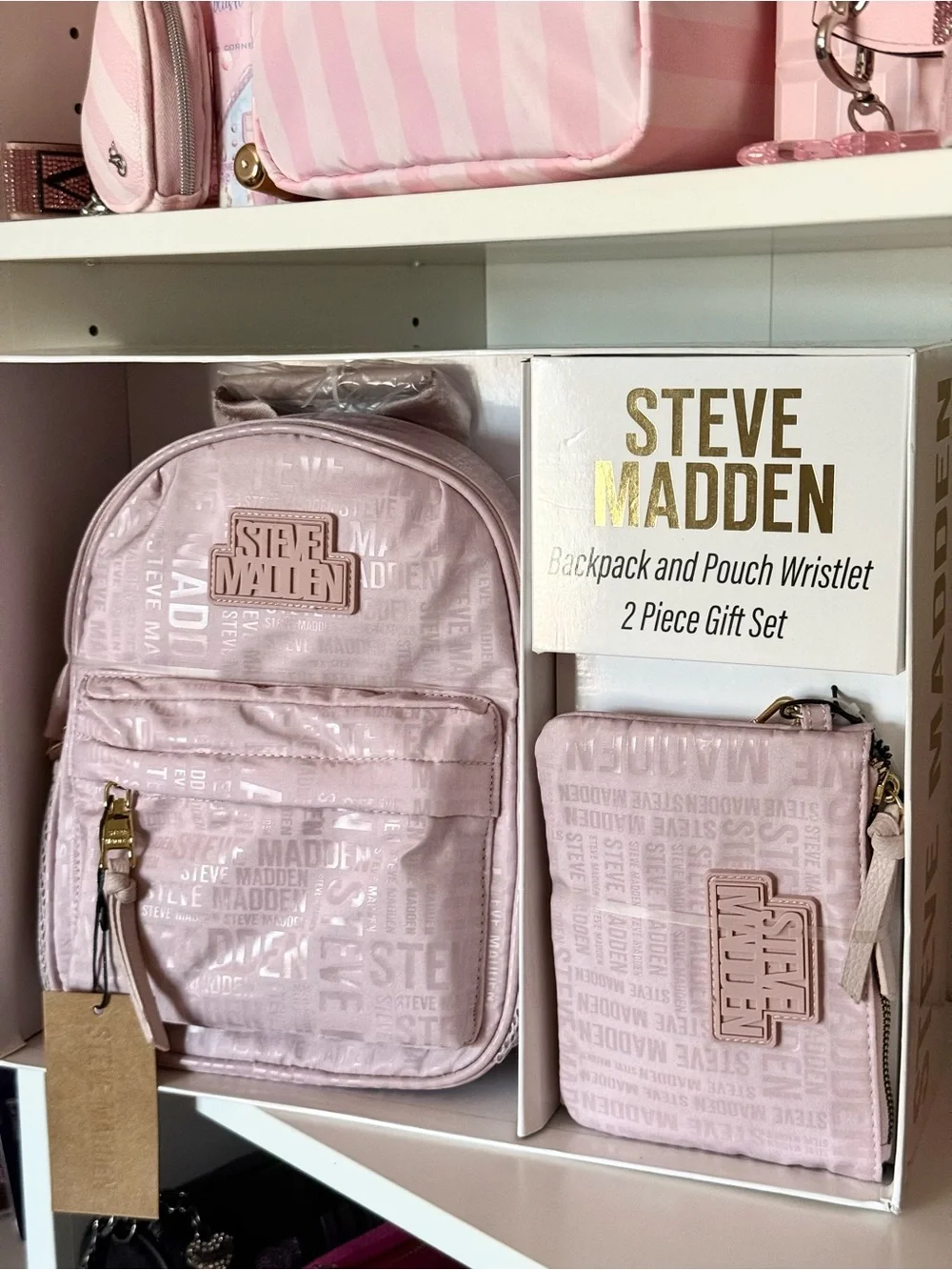Steve Madden Blush Pink Backpack and Pouch Set
